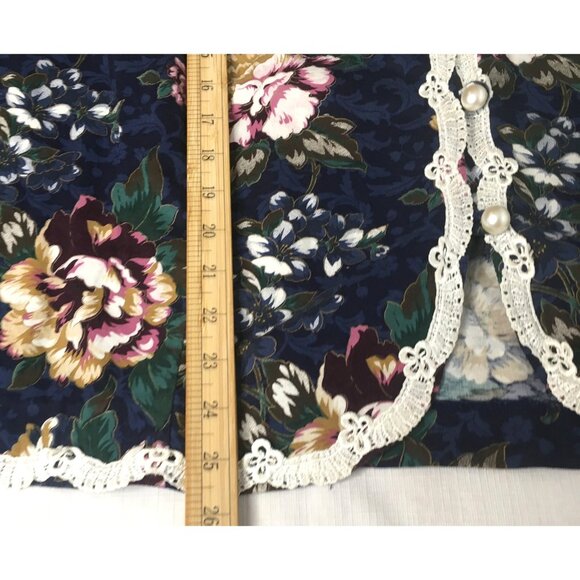 Cottagecore Vintage Jacket Womens 26W Floral Pearl Button Lace Trim - Picture 11 of 15
